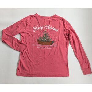 Vineyard Vines Women's Merry Christmas Long Sleeve T-Shirt Size Small Red